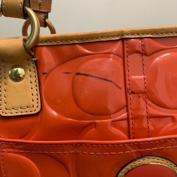 Coach Orange Signature Tote with Glossy Finish - Picture 4 of 8